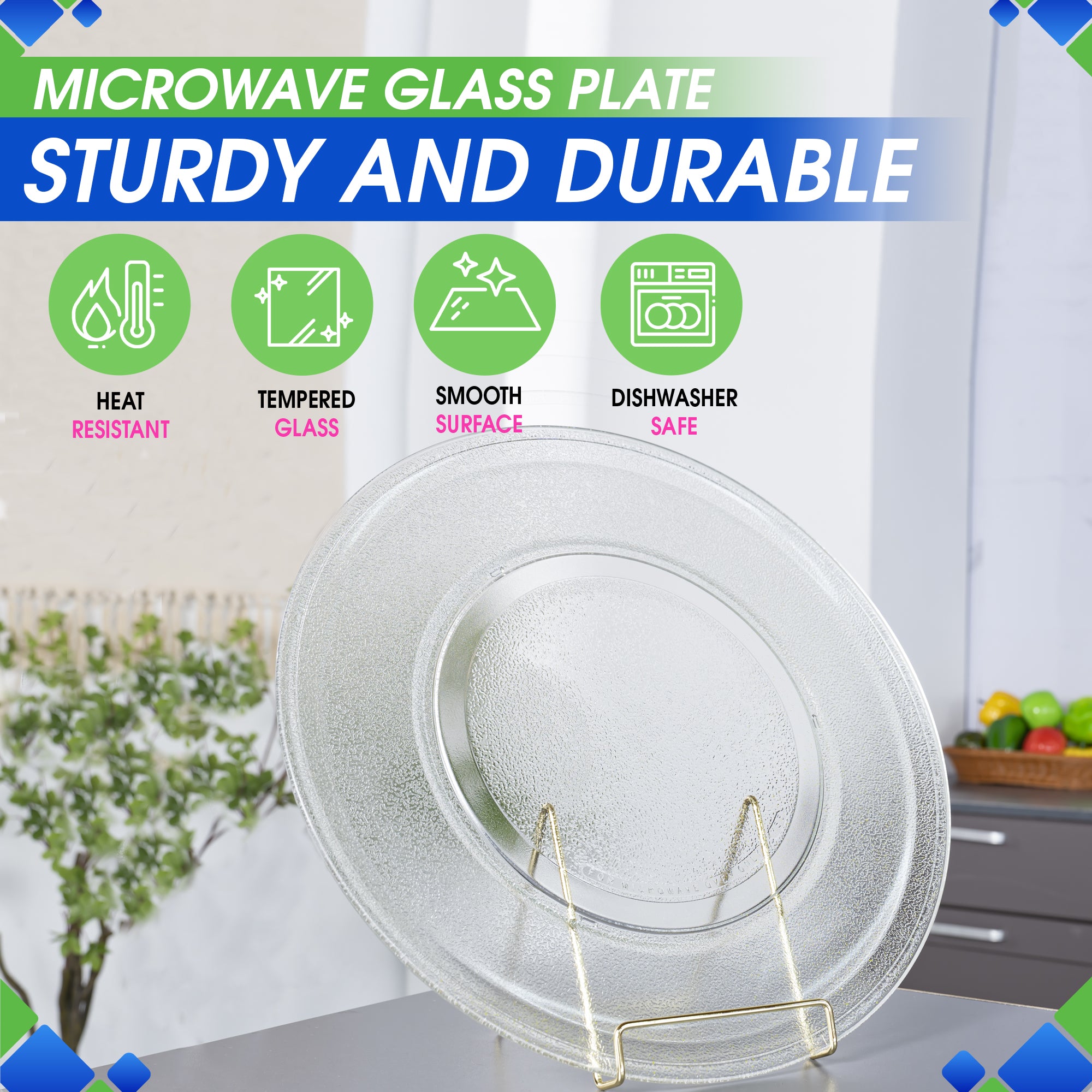 Microwave Plate Replacement 16 inch Fits WB49X10189 GE FMicrowave Glass Plate - Exactly Replaces Rotating Microwave Turntable Plate - Durable Oven Microwave Tray Dish For Better Reheating and Cooking