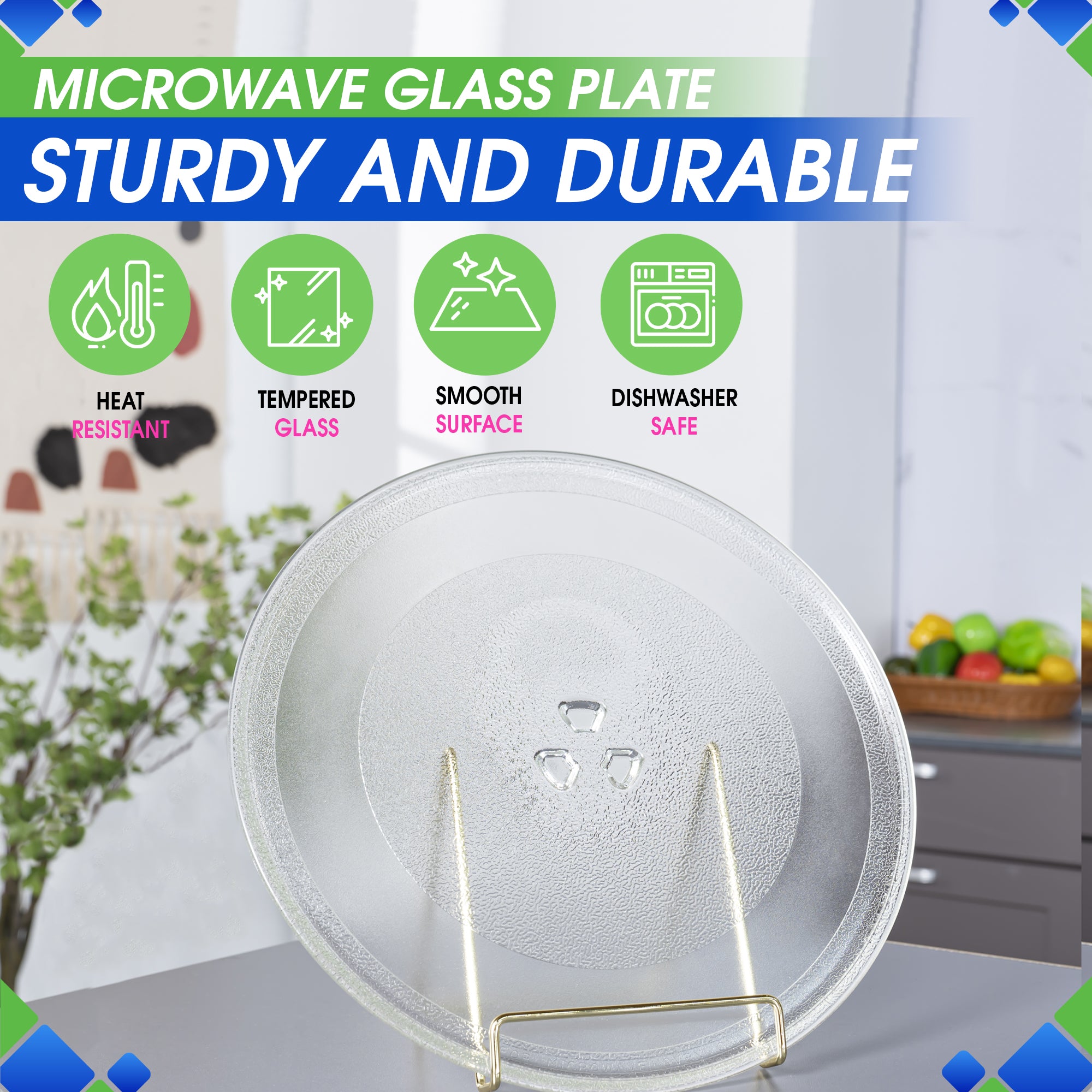 Microwave Plate Replacement 12 3/4" Fits 1B71961F LG and Kenmore Microwave Glass Plate - Exactly Replaces Rotating Microwave Turntable Plate - Oven Spinning Dish Tray For Better Reheating and Cooking