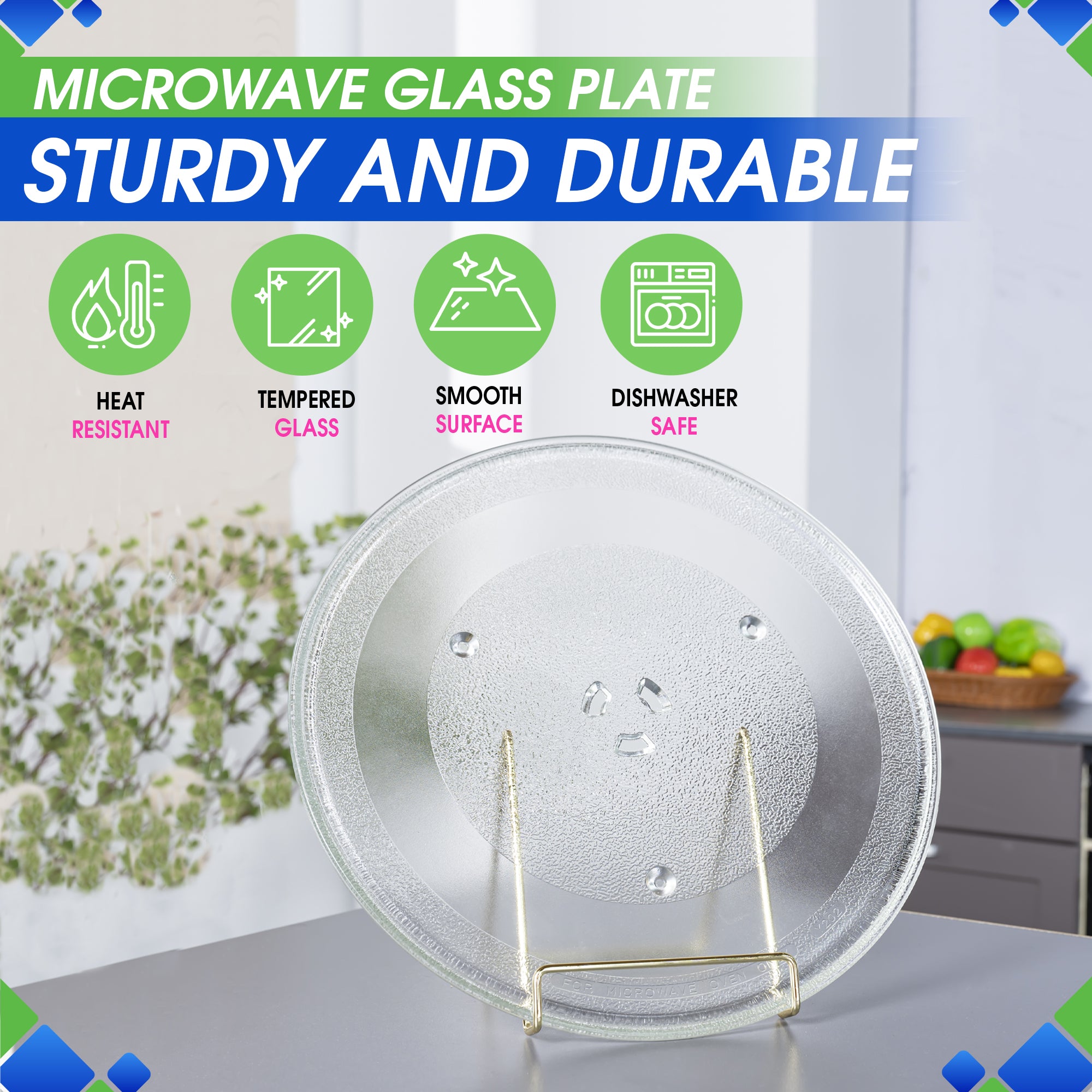 Microwave Plate Replacement 13.5 inch Fits 5304509621 Frigidaire Microwave Turntable Plate - Exact Replacement Microwave Glass Plate For Better Reheating and Cooking - Spinning Dish Tray For Oven