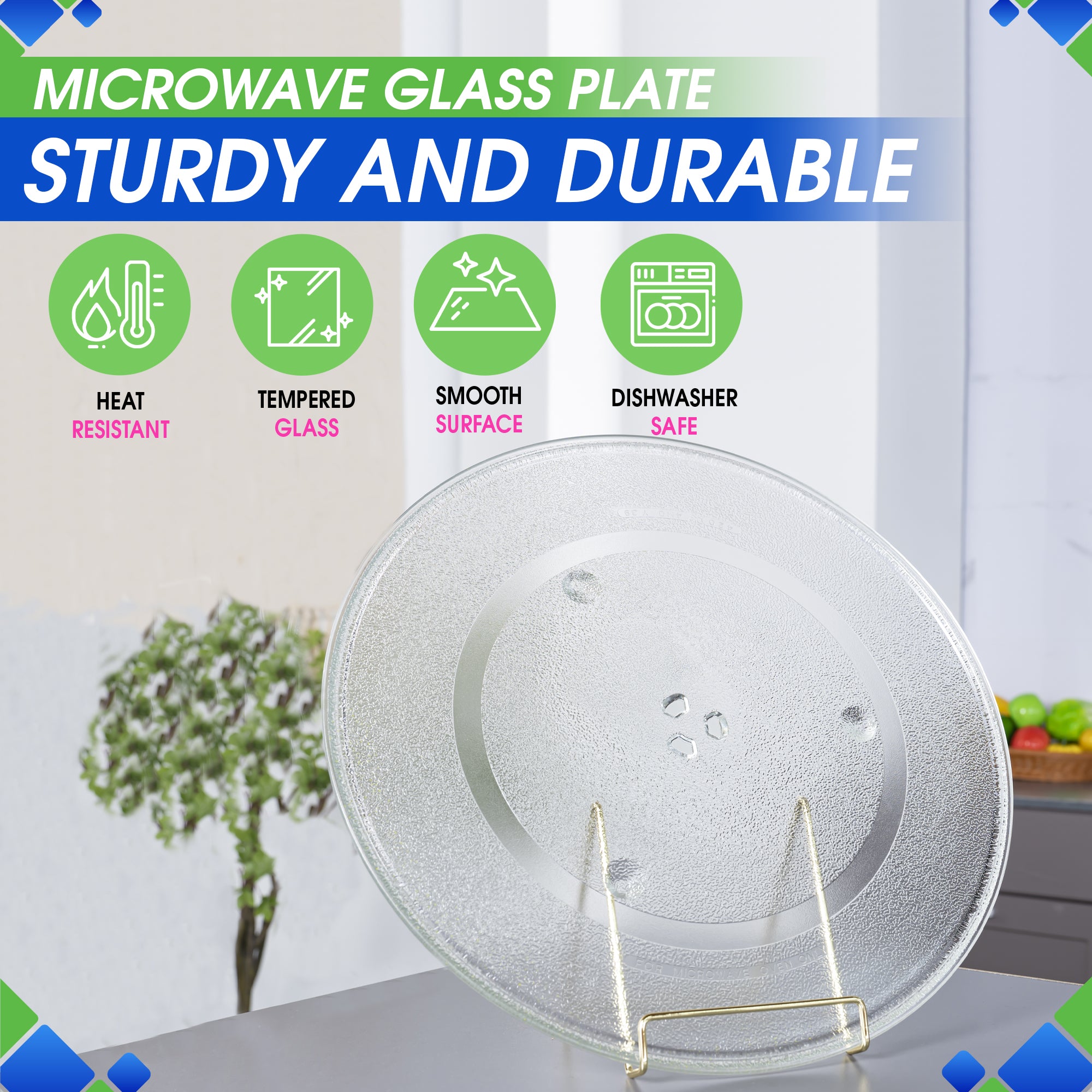 Microwave Plate Replacement 16.5 inch Fits WB48X10046 and WB48X29704 GE Microwave Turntable Plate - Exact Replacement Microwave Glass Plate - Durable Oven Dish Tray For Better Reheating and Cooking