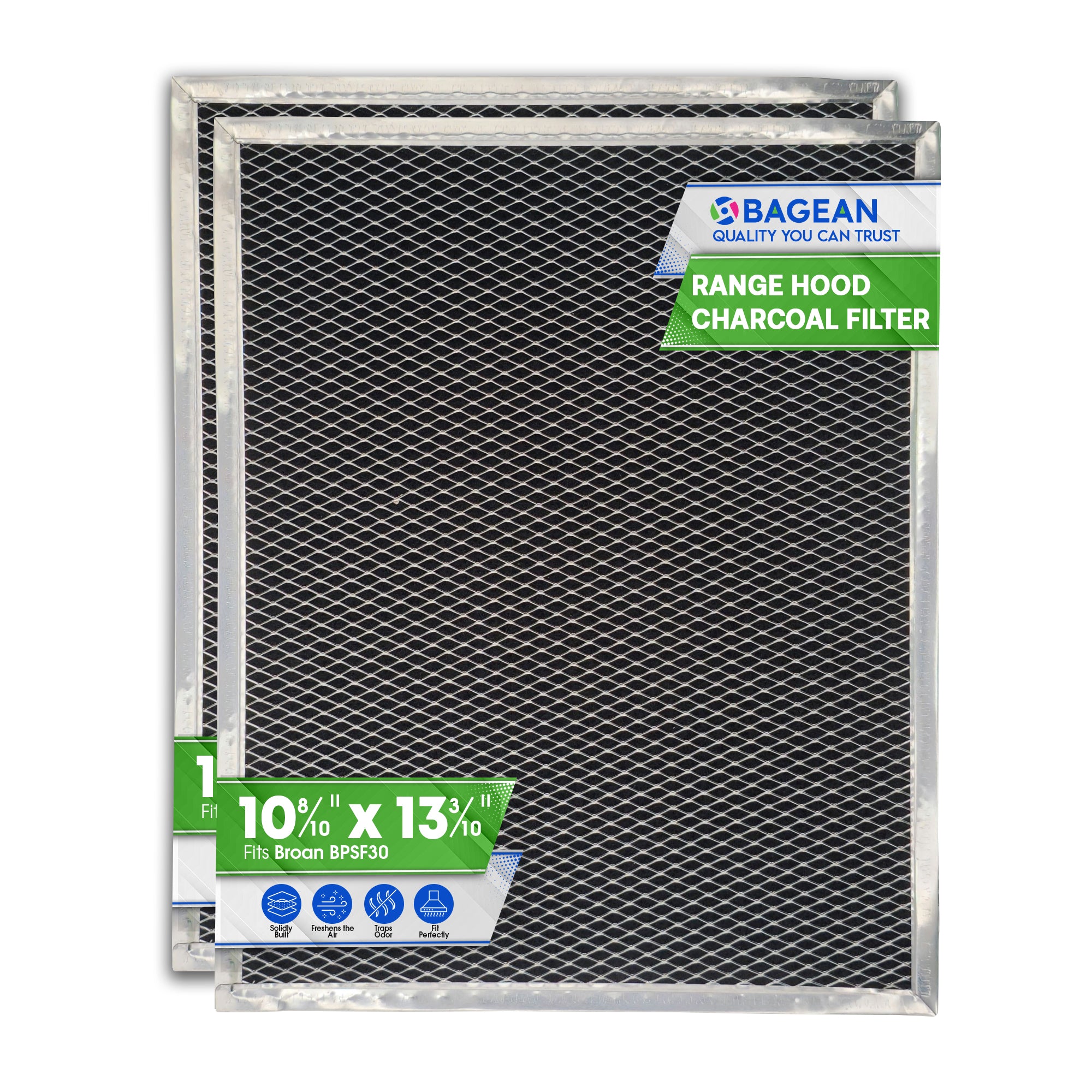 Range Hood Charcoal Filter for 10.81” x 13.31” BPSF30 99010308 Broan Range Hood Filter Replacement - Carbon Ductless Exhaust Hood Filter - Filters and Freshens the Kitchen Air Over the Oven (2-Pack)