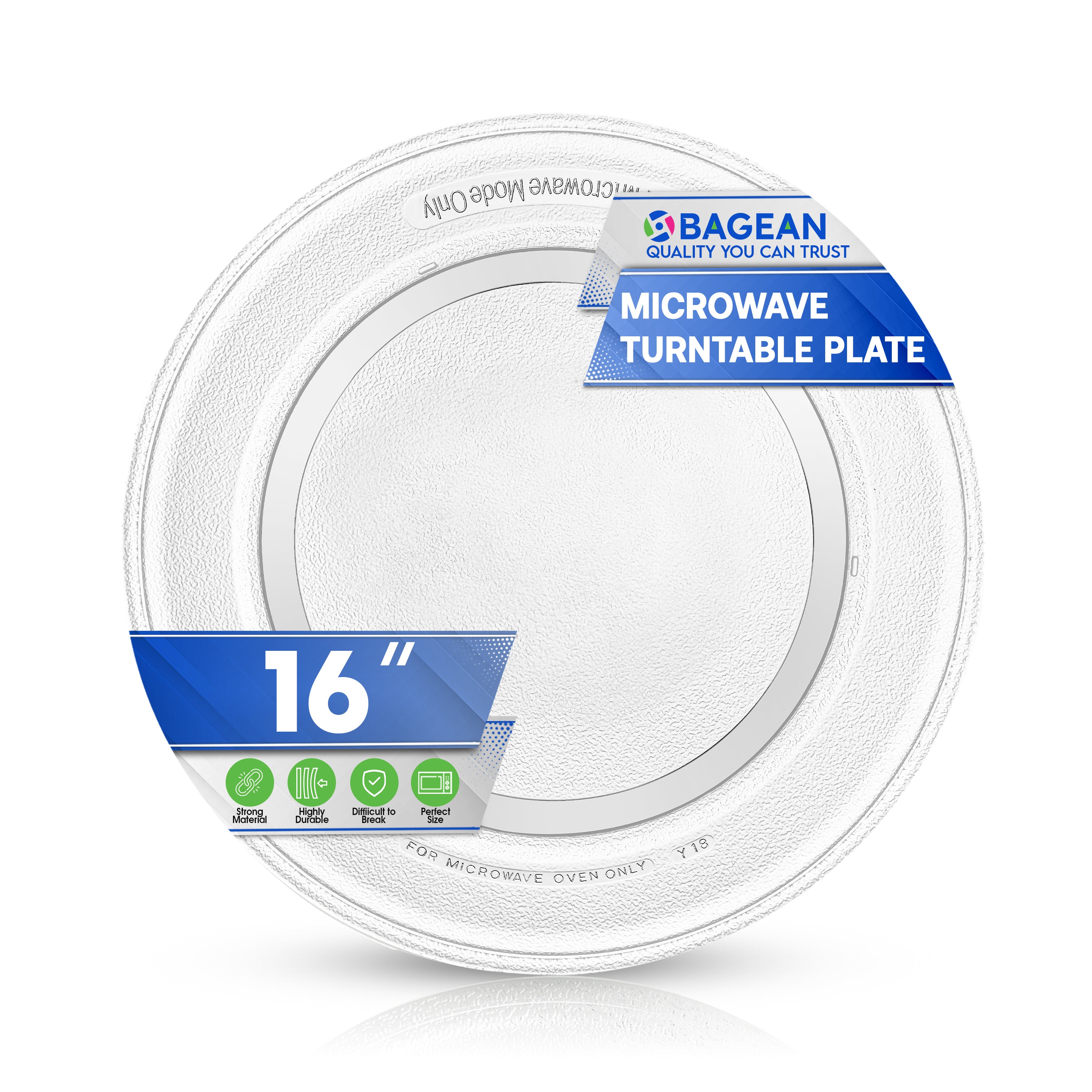 Microwave Plate Replacement 16 inch Fits WB49X10189 GE FMicrowave Glass Plate - Exactly Replaces Rotating Microwave Turntable Plate - Durable Oven Microwave Tray Dish For Better Reheating and Cooking