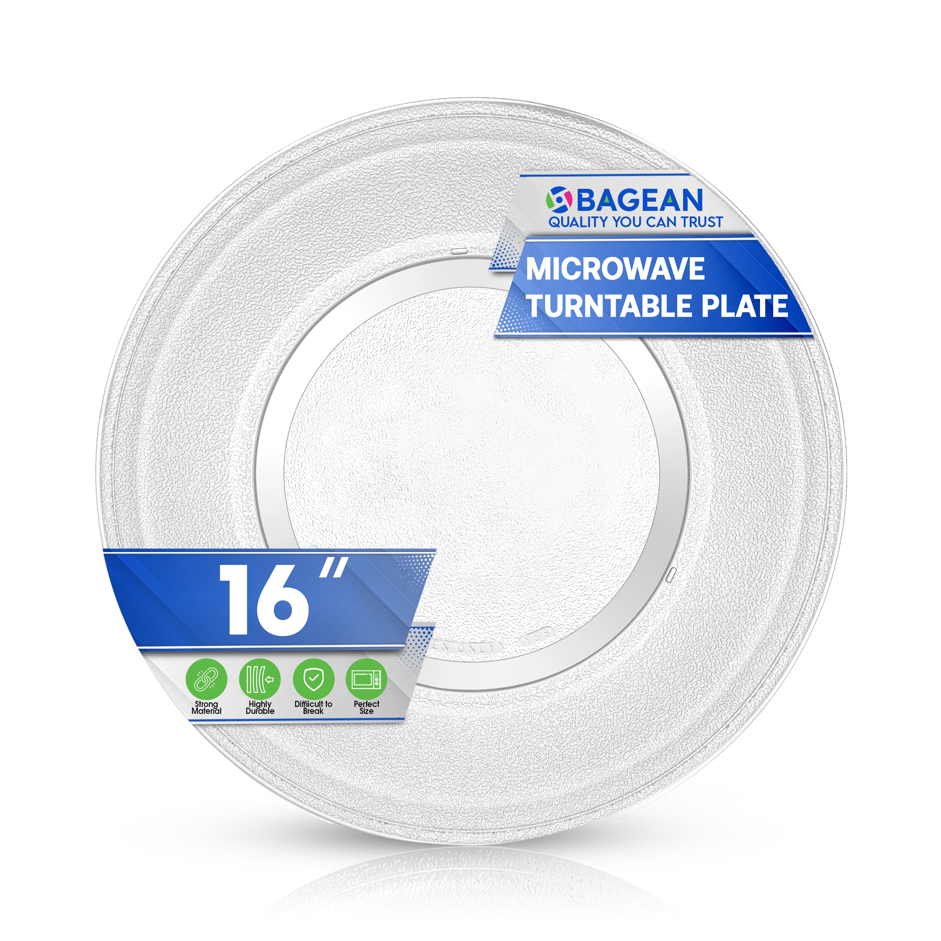 Microwave Plate Replacement 16 inch Fits WB49X10166 GE Microwave Turntable Plate - Exactly Replaces Rotating Replacement Microwave Glass Plate - Oven Dish Tray For Better Reheating and Cooking