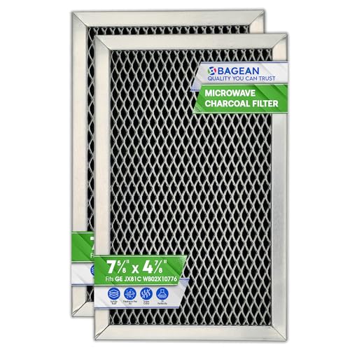 Microwave Filter Replacement 7.68" x 4.85" JX81C WB02X10776 GE Microwave Charcoal Filter - Also Fits LG Kenmore Carbon Filter - Freshens and Filters Kitchen Air in Over the Range Oven Vent Fan 2-Pack