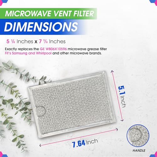 Microwave Filter Replacement 7.64” x 5.12” for GE WB06X10309 WB06X10359 Microwave Grease Filter - Also Fit’s LG Kenmore and More - Filters Kitchen Oven Air Entering Over the Range Vent Fan