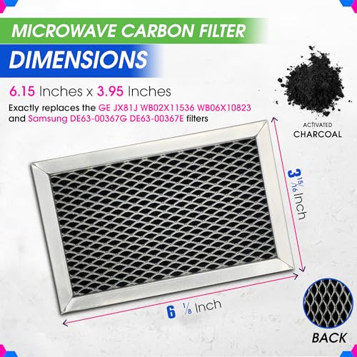 Microwave Charcoal Filter 6.15” x 3.95” for JX81J WB02X11536 WB06X10823 GE Microwave Filter Replacement - Vent Carbon Filter Freshens and Filters Kitchen Air in Over-The-Range Oven Stove Fan