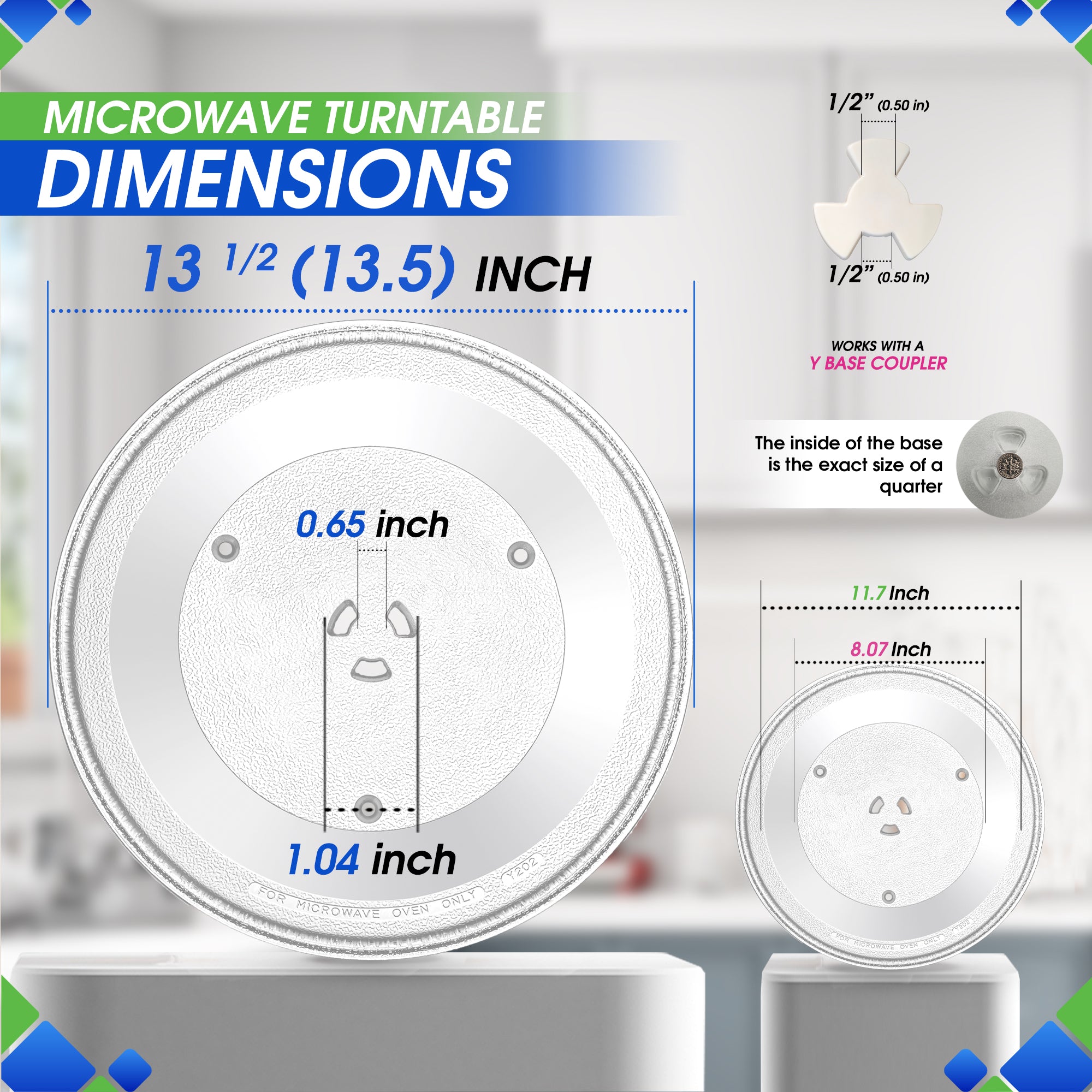 Microwave Plate Replacement 13.5 inch Fits 5304464116 Frigidaire Microwave Turntable Plate - Exact Replacement Microwave Glass Plate For Better Reheating and Cooking - Spinning Dish Tray For Oven