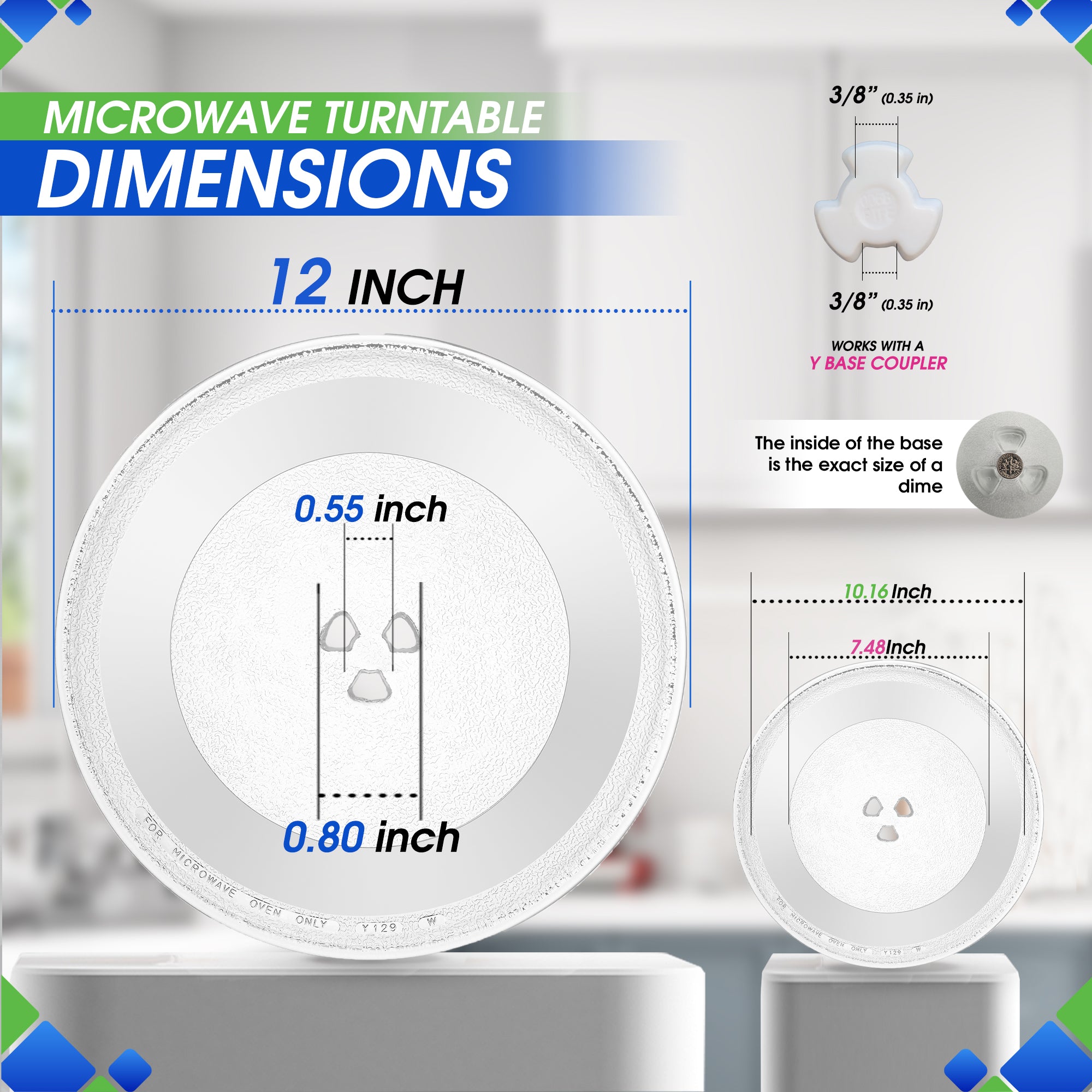 Microwave Plate Replacement for 12” W10337247 W11367904 Whirlpool Microwave Glass Plate - Rotating Oven Microwave Turntable Plate - Spinning Dish Tray Turntables For Better Reheating and Cooking