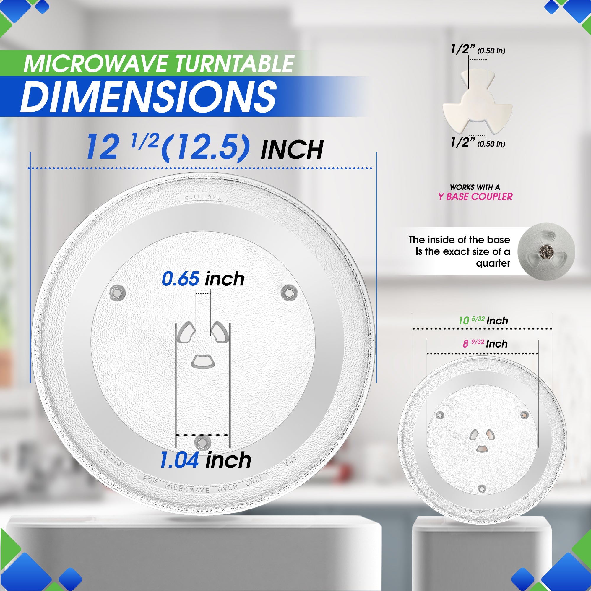 Microwave Plate Replacement 12.5” for GE WB39X10003 Samsung DE74-20015G Microwave Glass Plate - Rotating Glass Microwave Turntable Plate Oven Spinning Dish Tray For Better Reheating and Cooking