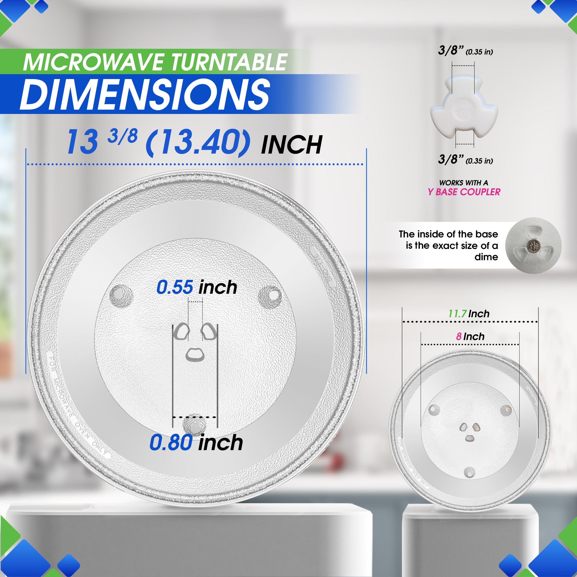 Microwave Plate Replacement 13.4 inch Fits Magic Chef 207600 Microwave Turntable Plate - Exact Replacement Microwave Glass Plate - Spinning Oven Dish Tray for Better Reheating and Cooking