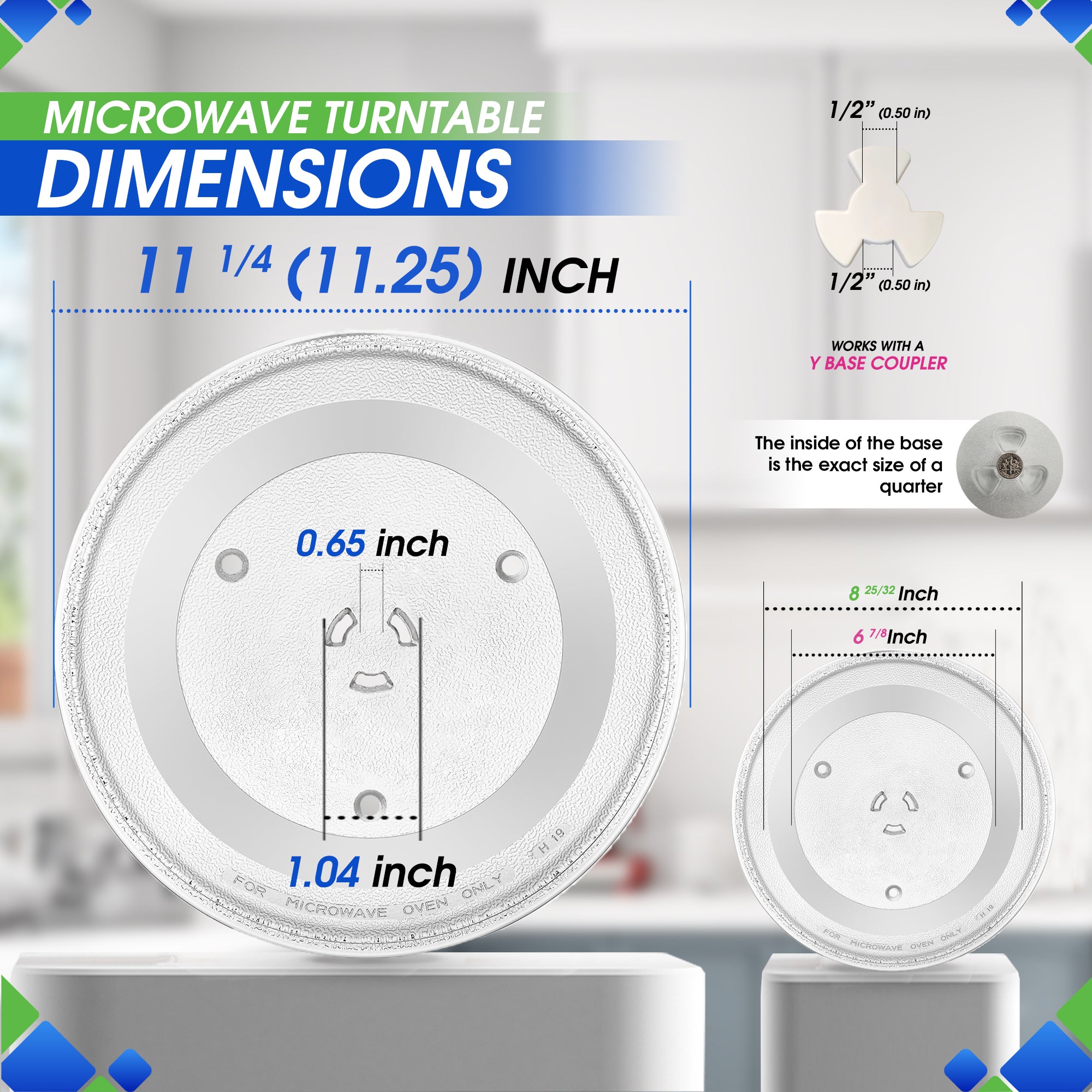 Microwave Plate Replacement 11.5” for GE WB49X10224 Microwave Glass Plate - Exactly Replaces Rotating Glass Microwave Turntable Plate - Oven Spinning Dish Tray For Better Reheating and Cooking