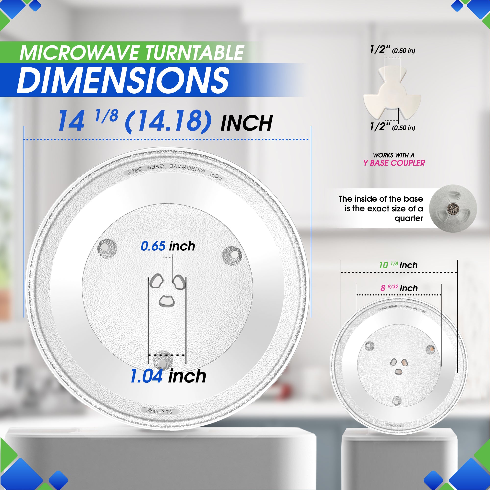 Microwave Plate Replacement 14 1/8 inch Fits W10531726 Whirlpool Microwave Glass Plate - Exactly Replaces Rotating Microwave Turntable Plate - Durable Oven Dish Tray For Better Cooking And Reheating