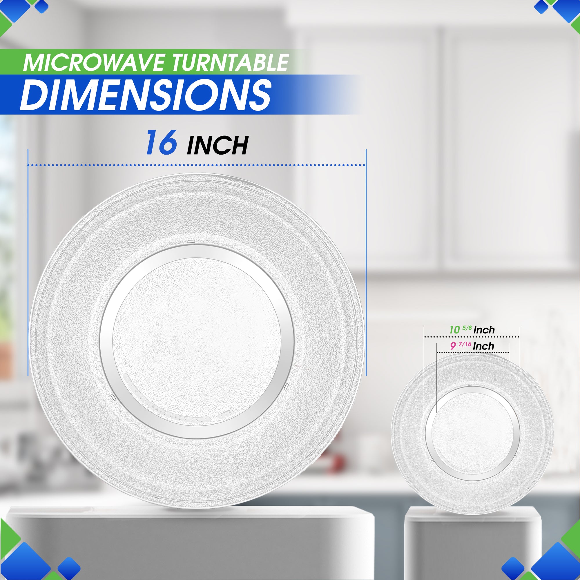 Microwave Plate Replacement 16 inch Fits WB49X10166 GE Microwave Turntable Plate - Exactly Replaces Rotating Replacement Microwave Glass Plate - Oven Dish Tray For Better Reheating and Cooking