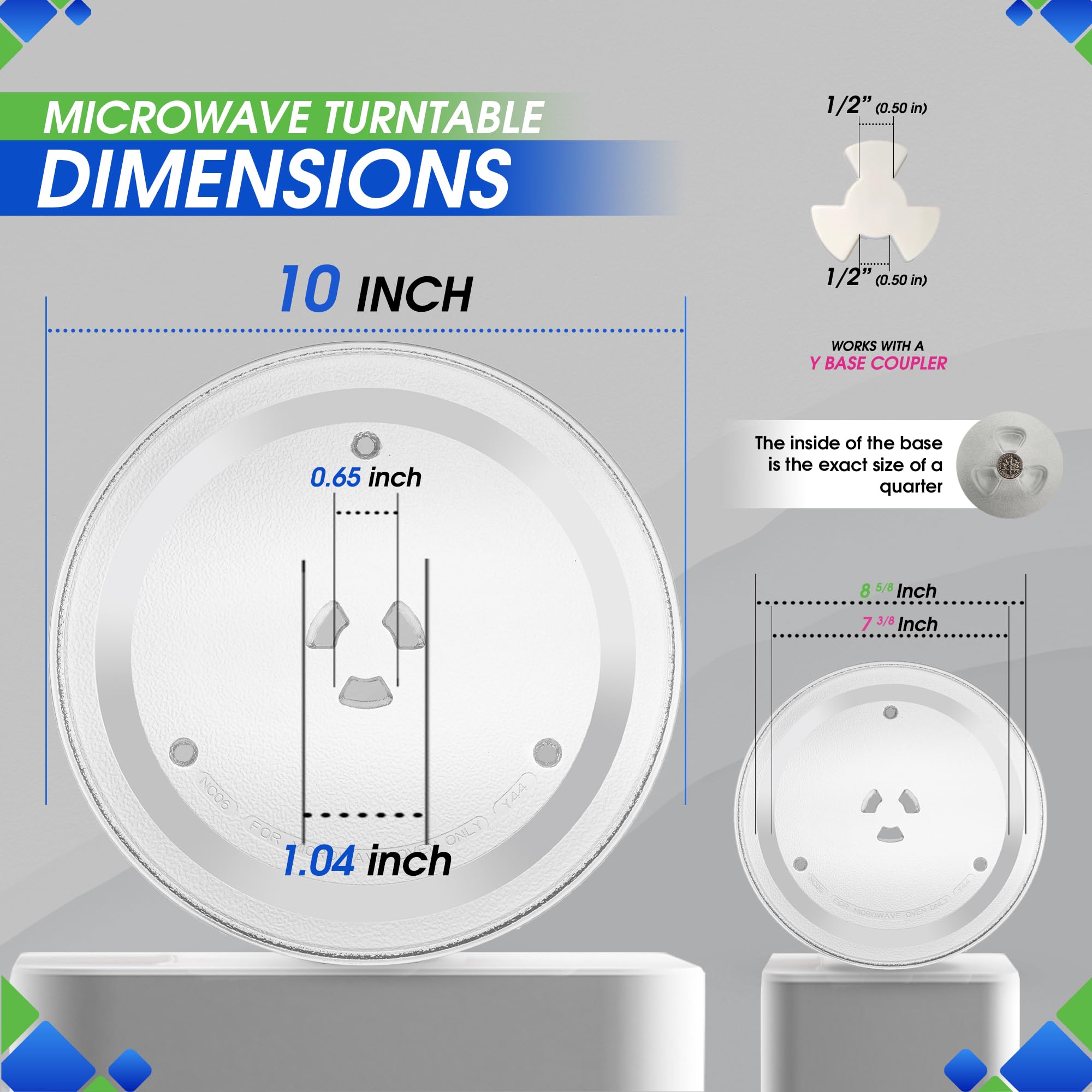 Microwave Plate Replacement 10 inch Fits WB49X10065 GE Microwave Turntable Plate - Exact Replacement Microwave Glass Plate Rotating Tray - Oven Dish For Better Reheating and Cooking