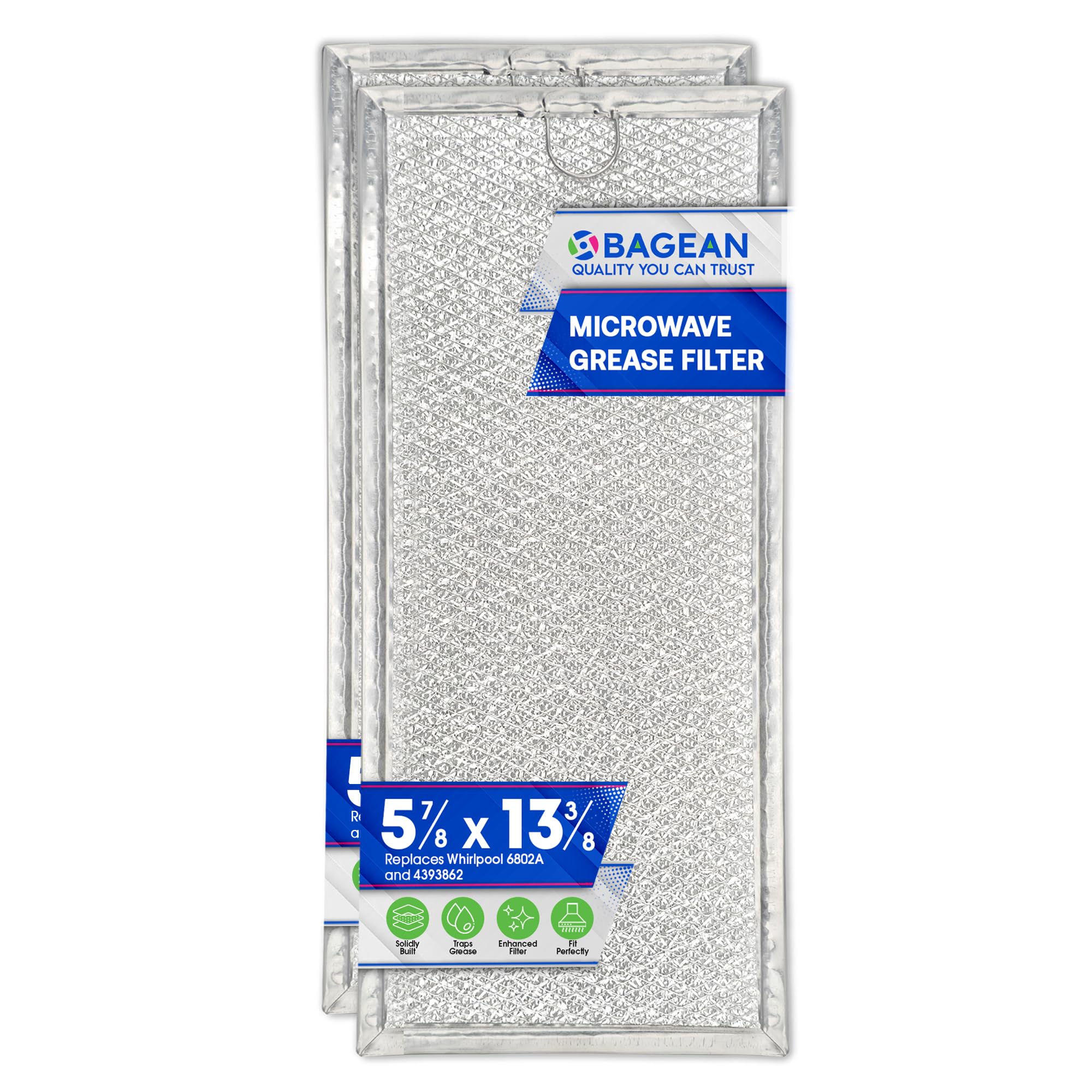 Microwave Filter Replacement 13.30” x 5.85” for 6802A 4393862 Whirlpool Microwave Filter Fits Various Brands - Aluminum Mesh Screen Grease Filter - Filters Air In Over the Range Oven Vent Fan