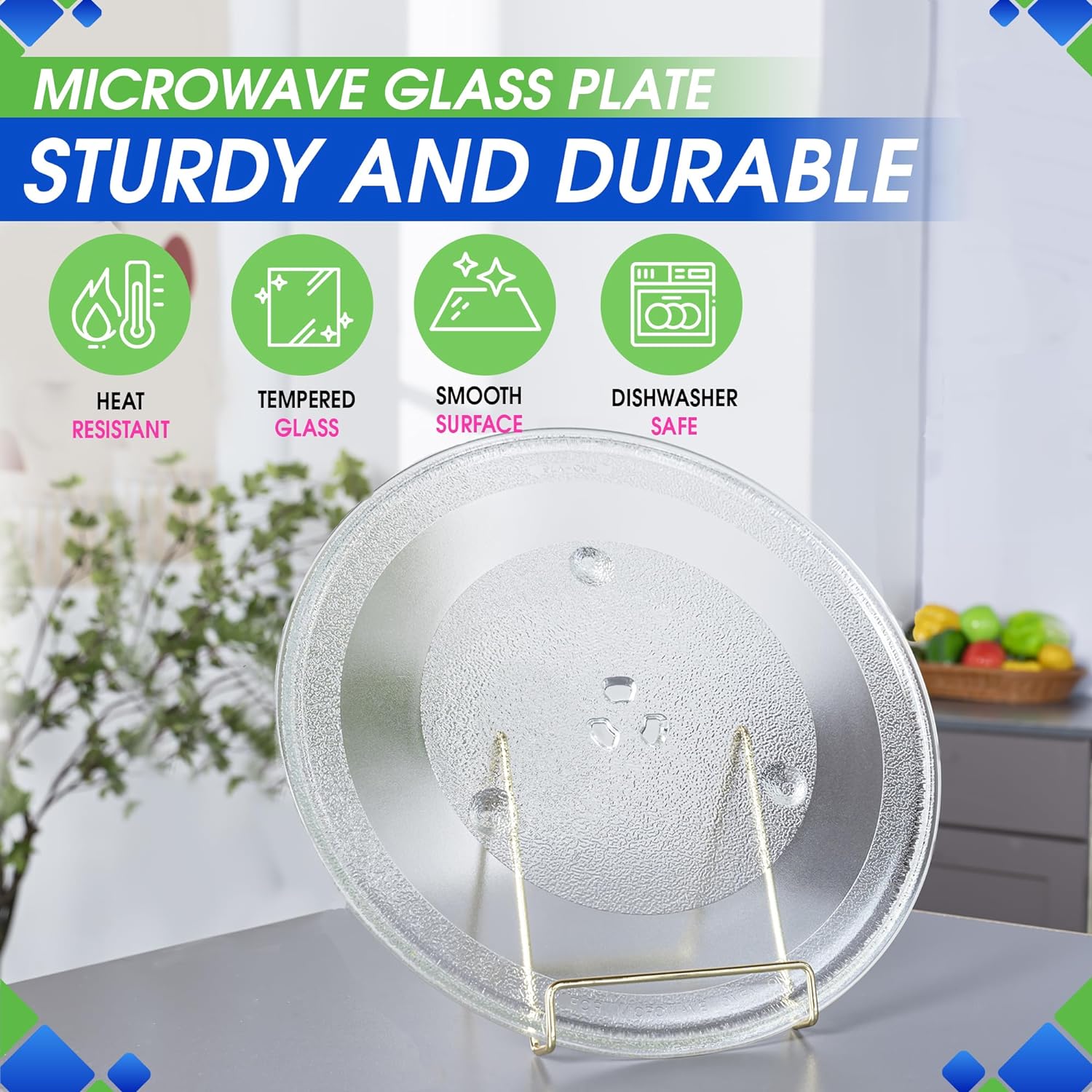 Microwave Plate Replacement 13.5” for F06015Q00AP Panasonic Microwave Glass Plate - Rotating Glass Microwave Turntable Plate Oven Spinning Dish Tray For Better Reheating and Cooking