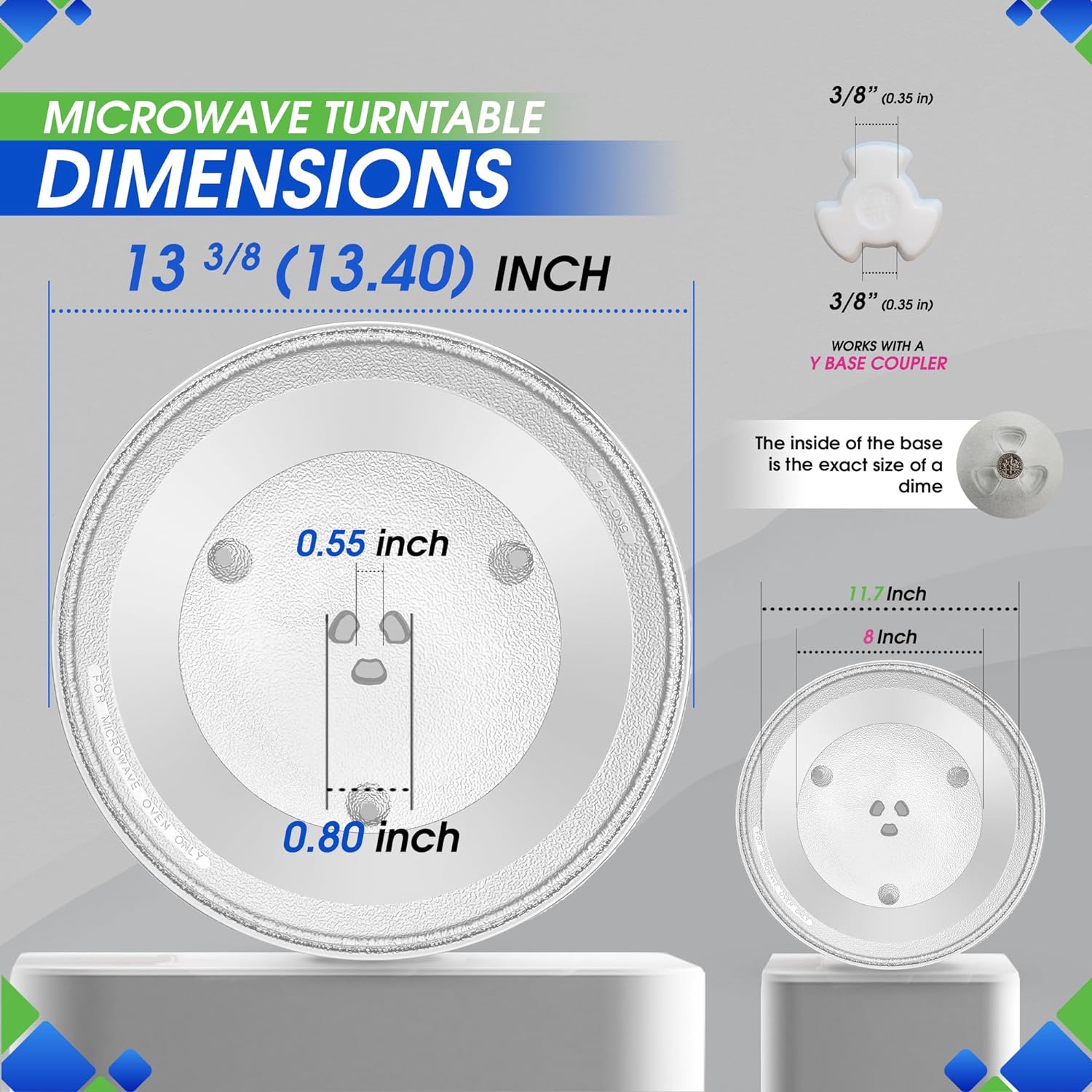 Microwave Plate Replacement 13.5” for F06015Q00AP Panasonic Microwave Glass Plate - Rotating Glass Microwave Turntable Plate Oven Spinning Dish Tray For Better Reheating and Cooking