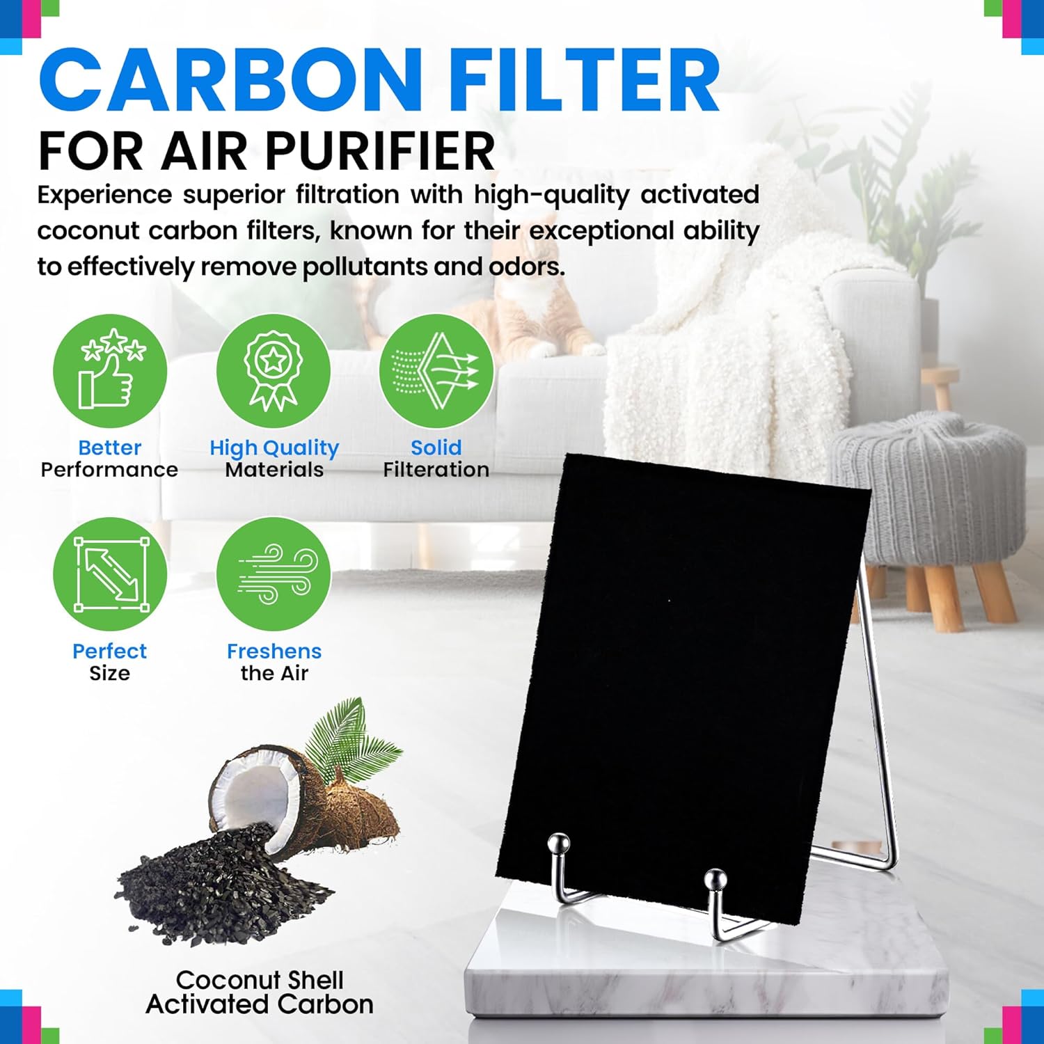 Carbon Pre Filter A Filters for Air Purifiers - Compatible with Honeywell HPA100 Series - Fits Honeywell Air Purifier Filter Replacement - PreFilter A Air Filters remove odors and freshen the Air