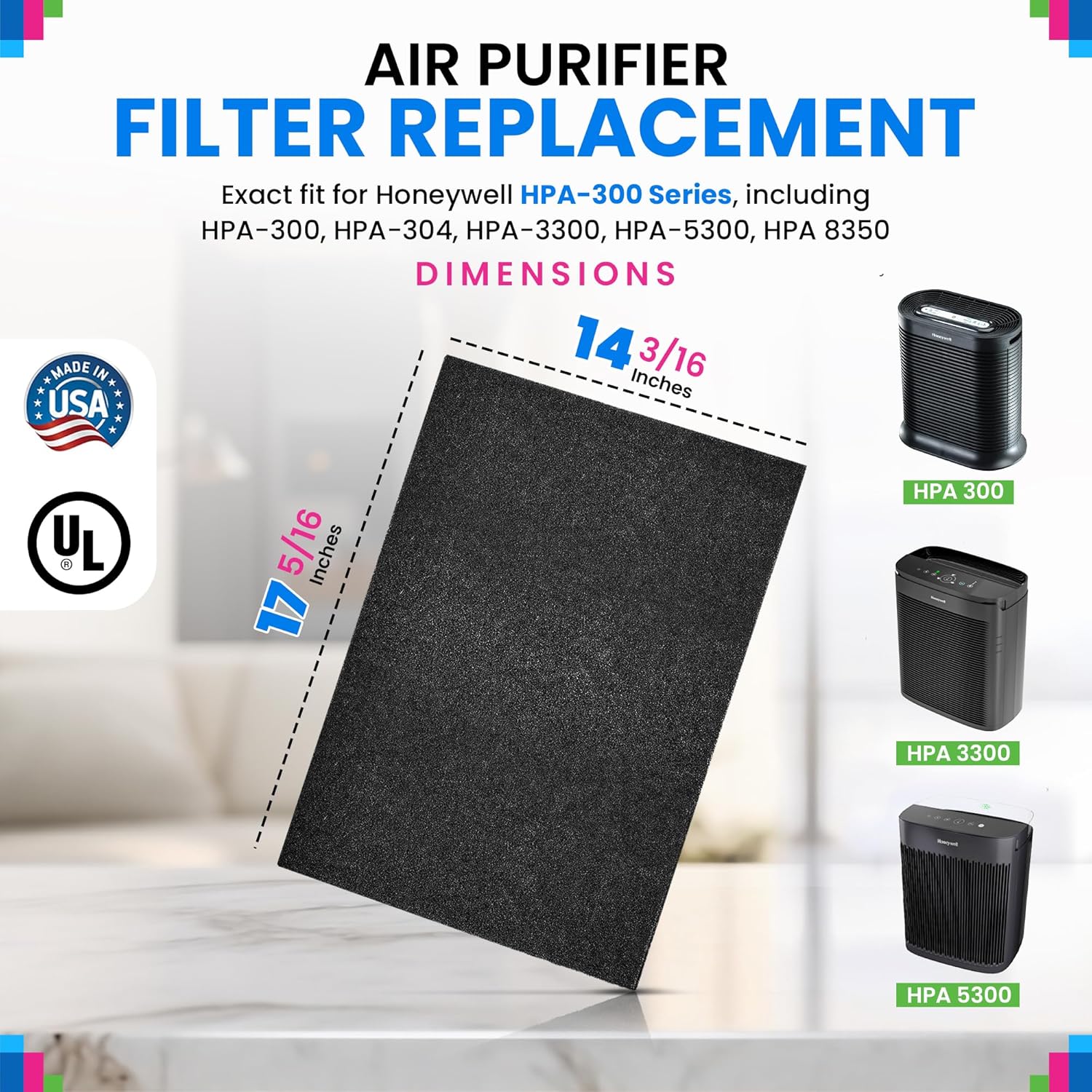 Carbon Pre Filter A Filters for Air Purifiers - Compatible with Honeywell HPA300 Series - Fits Honeywell Air Purifier Filter Replacement - Pre Filters A Removes Particles and Freshens the Air