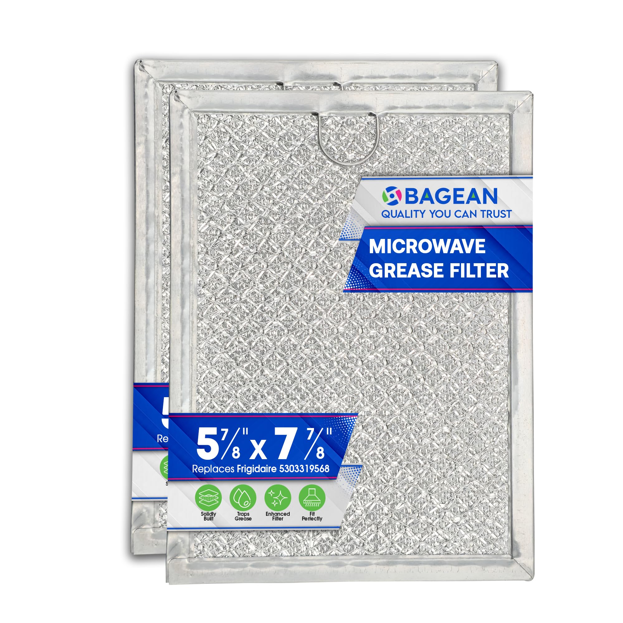 Microwave Filter Replacement 7.92” x 5.90” Fits 5303319568 Frigidaire Microwave Filter - Aluminum Mesh Screen Grease Filter - Freshens and Filters Kitchen Air in Over the Range Oven Vent Fan (2-Pack)