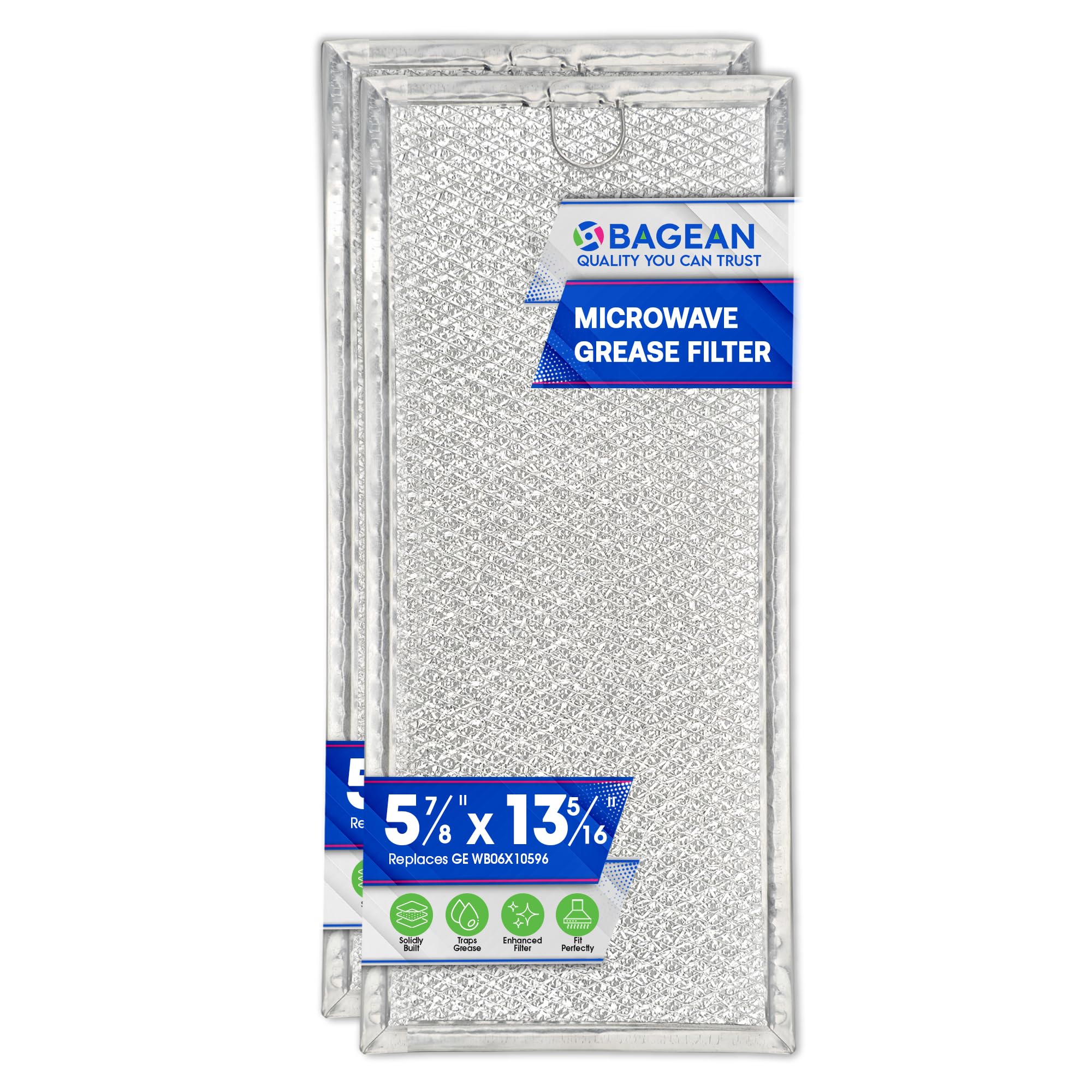 Microwave Filter Replacement 13.3" x 5.85" WB06X10596 GE Microwave Filter Fits Whirlpool Samsung Maytag - Aluminum Mesh Screen Grease Filter - Filters Air Entering Over the Range Oven Vent Fan 2-Pack