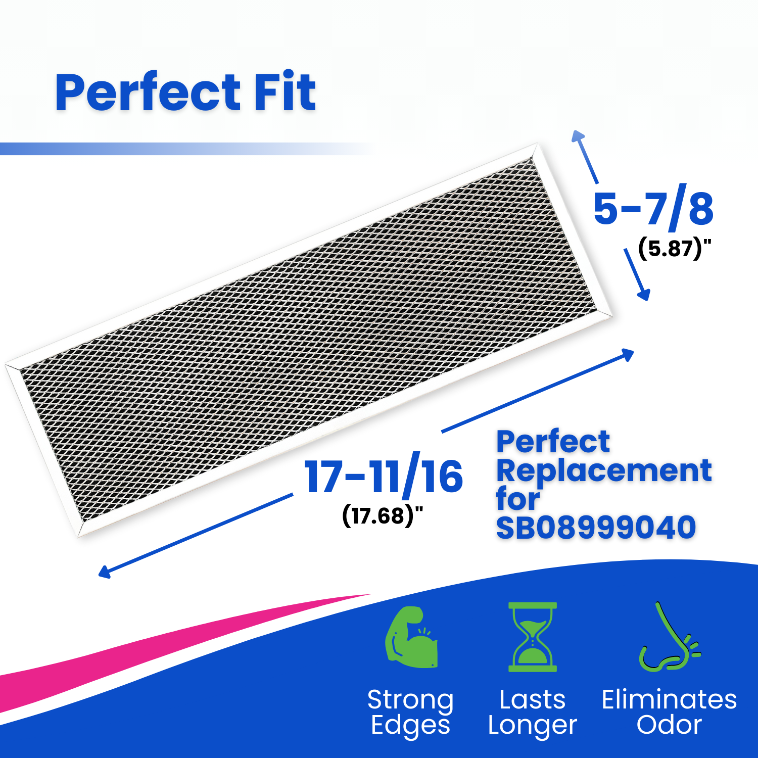 Range Hood Filter Replacement 5.83” x 17.65” for SB08999040 Charcoal Broan Range Hood Filter - Charcoal Filter for Ductless Range Hood - Filters and Freshens the Air Over the Kitchen Oven