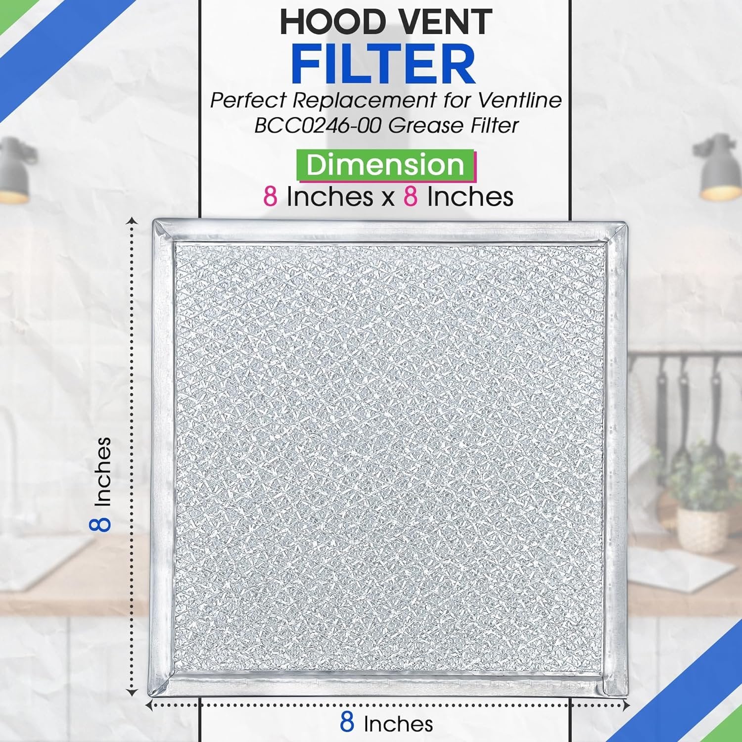 Stove Vent Filter 8x8" Range Hood Filter Replacement for BCC024600 Ventline Range Hood Vent Filter for Exhaust Fan - Aluminum Mesh Grease Filter for Range Hood-Filters Kitchen Oven Air