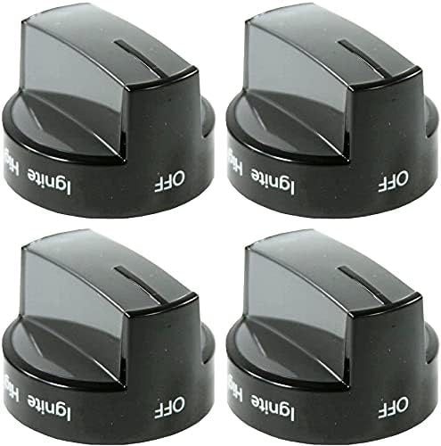 Replacement for Whirlpool W10339442 Gas Range Burner Knob Black 4-Pack