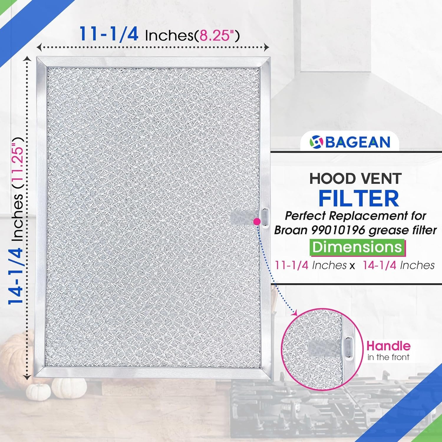 Range Hood Filter Replacement for 99010196 11.25" x 8.25" Broan Range Hood Filter and Nutone Kitchen Exhaust Fan Filter - Metal Stove Vent Filter for Range Hood - Filters Oven Grease From Kitchen Air